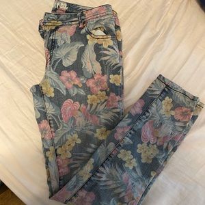 Floral printed jeans